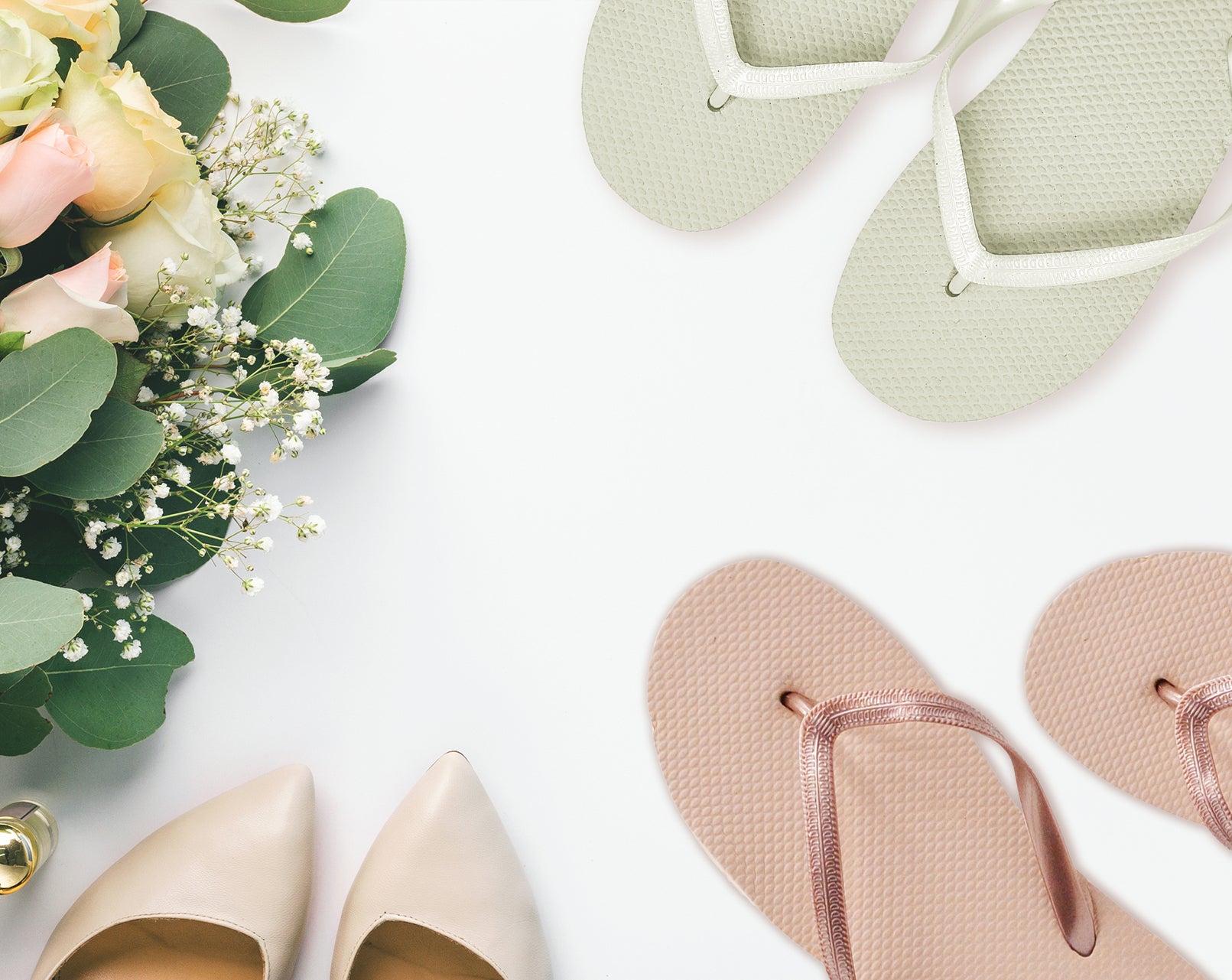 White & Silver Flip Flops