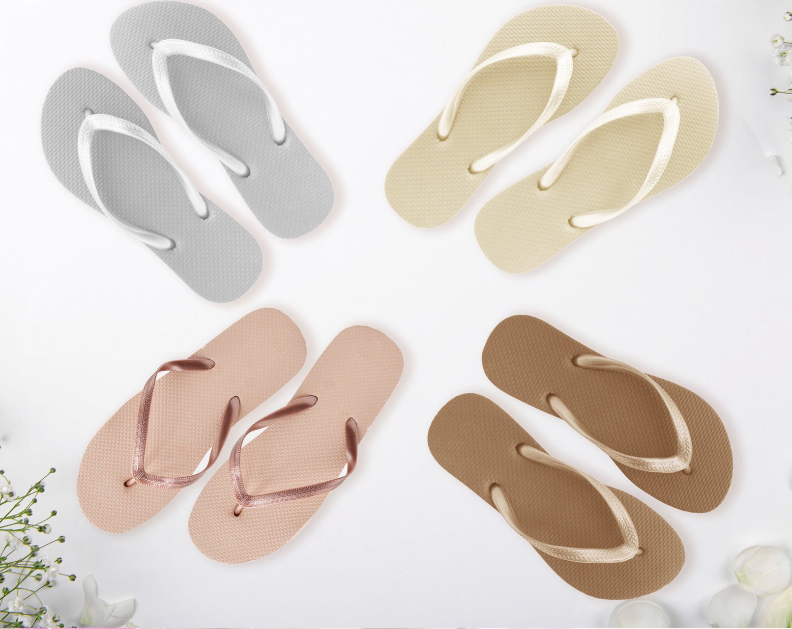 White Flip Flops in Bulk, 20 Pairs